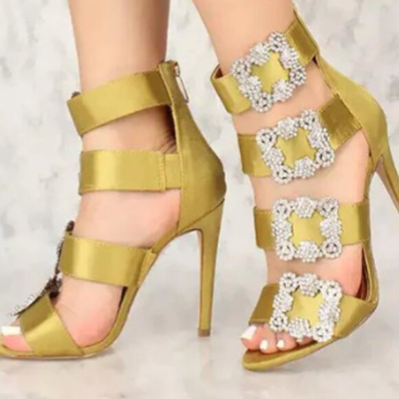 Cape Robbin Sexy Strappy Buckle Olive Stiletto Heels - Picture 12 of 12